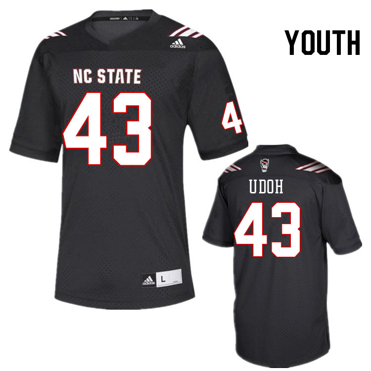 Youth #43 Ezemdi Udoh North Carolina State Wolfpacks College Football Jerseys Stitched-Black